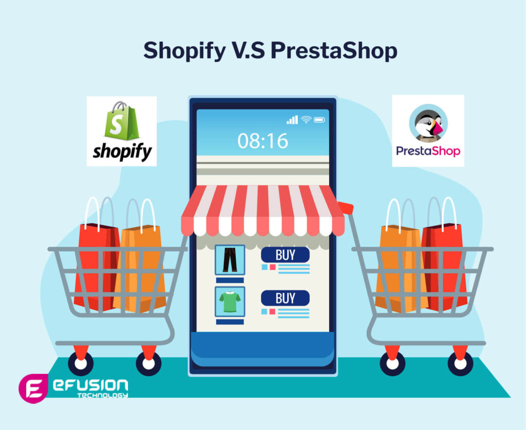 ecommerce shopping carts comparison between shopify and prestashop